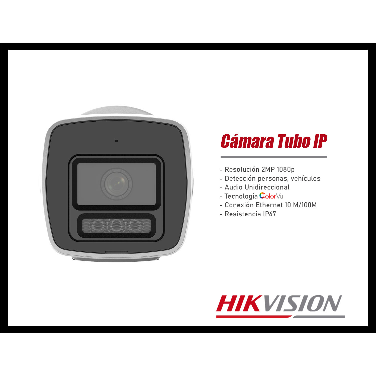 CÁMARA SEGURIDAD IP HIKVISION DS-2CD1027G2H-LIU 2MP TUBO COLORVU AUDIO DETECCIÓN PERSONAS - 3