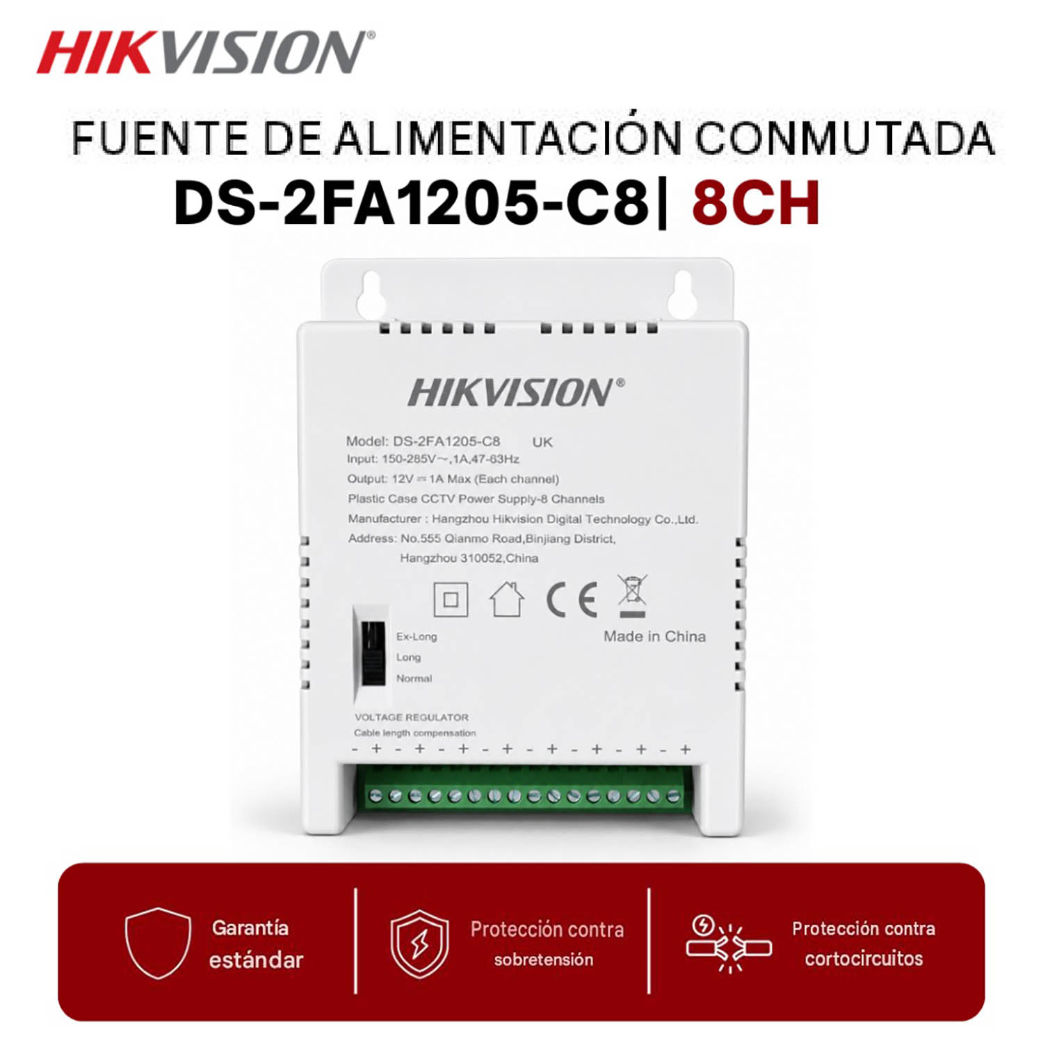 FUENTE DE ALIMENTACIÓN HIKVSION DS-2FA1205-C8 8 CANALES 60 W CENTRALIZADA PARA CCTV - 2