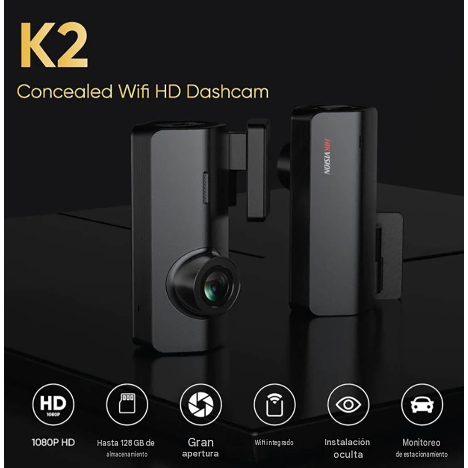 CÁMARA PARA AUTOMOVIL HIKVISION HK-AE-DC2018-K2 2MP G-SENSOR WIFI AUDIO BIDIRECIONAL - 2