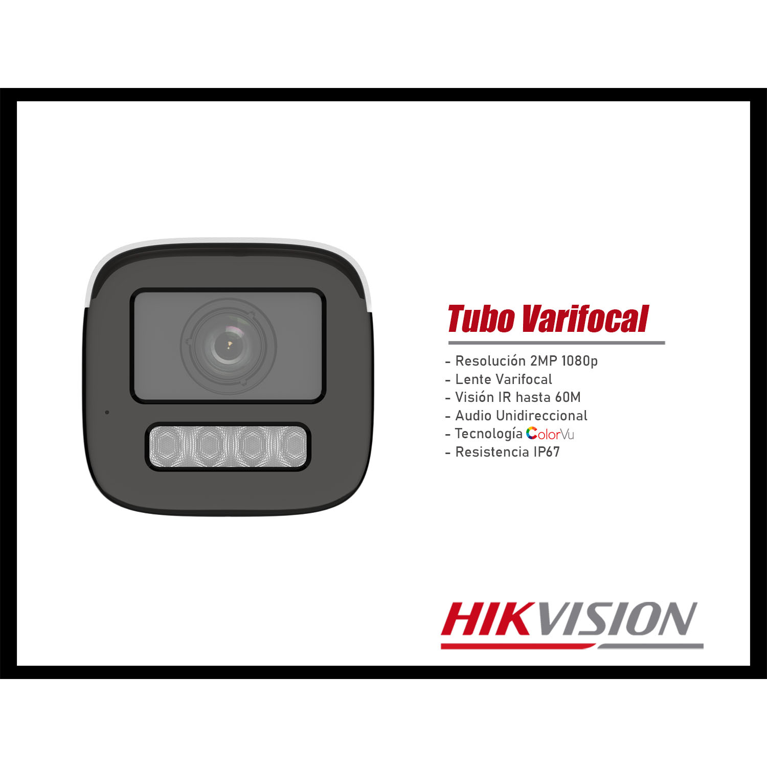 CÁMARA SEGURIDAD HIKVISION DS-2CE19DF3T-LSZE 2MP TUBO VARIFOCAL ANALÓGICA COLORVU AUDIO - 2