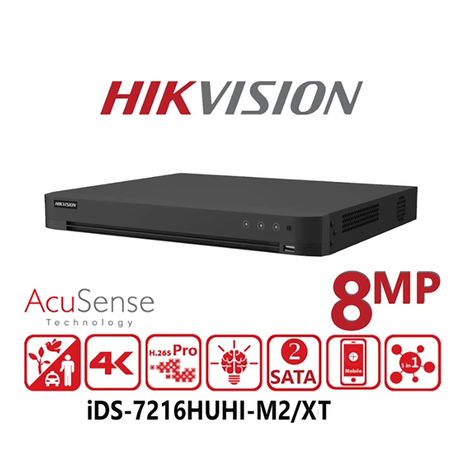 GRABADOR DVR HIKVISION IDS-7216HUHI-M2/XT 16 CANALES HASTA 4K ACUSENSE 1HDD - 2