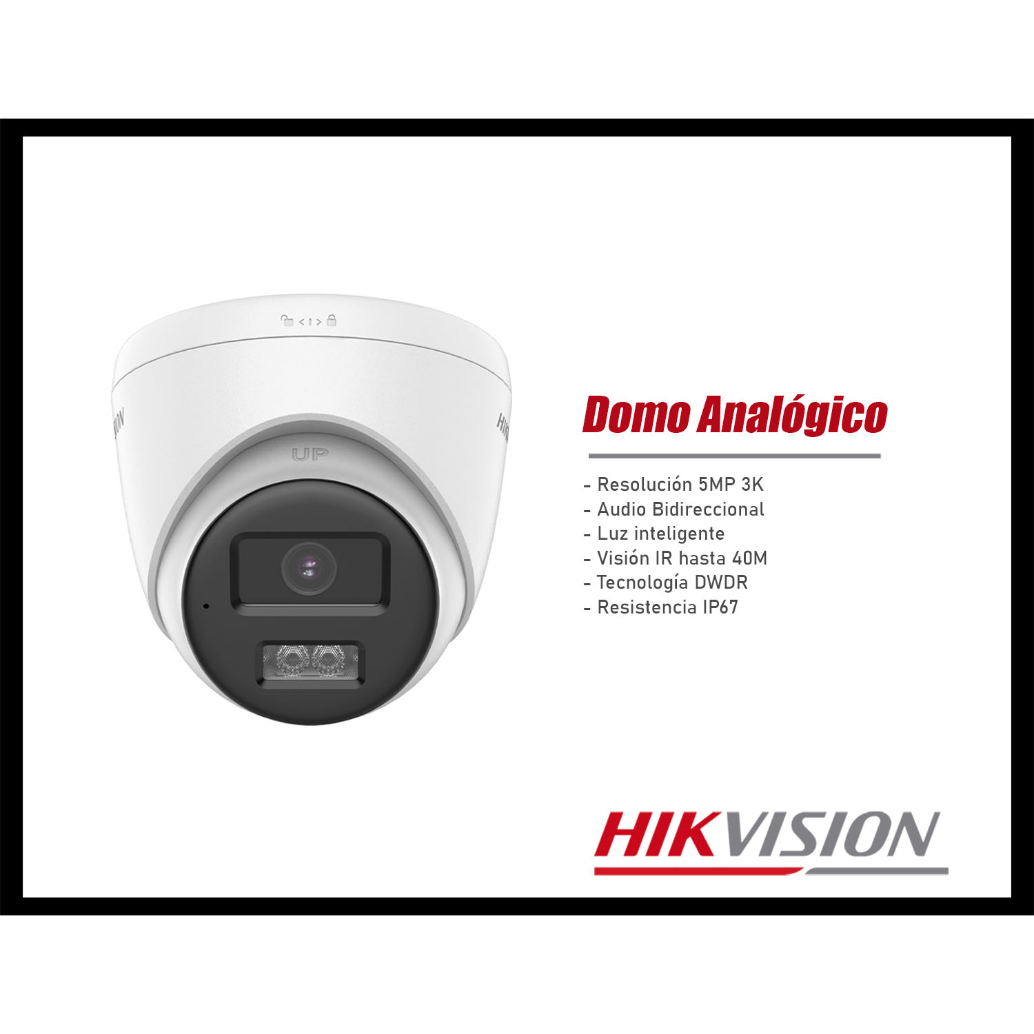 CÁMARA SEGURIDAD HIKVISION DS-2CE78K0T-LTS 5MP DOMO ANALÓGICA AUDIO BIDIRECCIONAL LUZ INTELIGENTE - 2