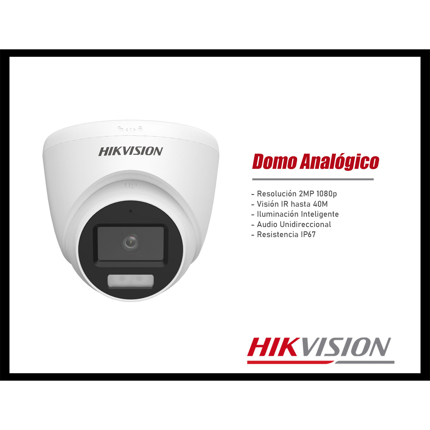 CÁMARA SEGURIDAD HIKVISION DS-2CE78D0T-LFS 2MP DOMO ANALÓGICA AUDIO INCORPORADO LUZ INTELIGENTE - 2