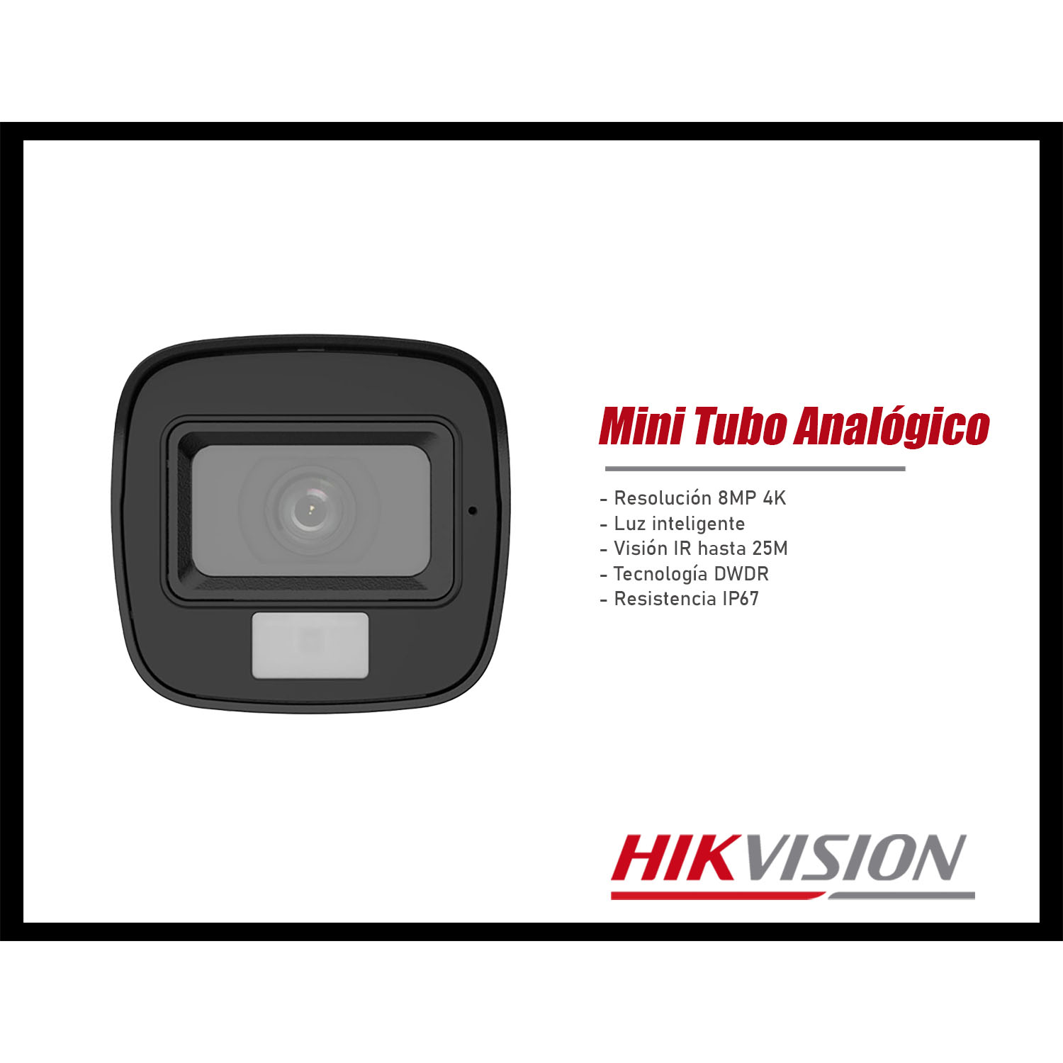 CÁMARA SEGURIDAD HIKVISION DS-2CE16U0T-LPF 4K TUBO ANALÓGICA LUZ INTELIGENTE - 2