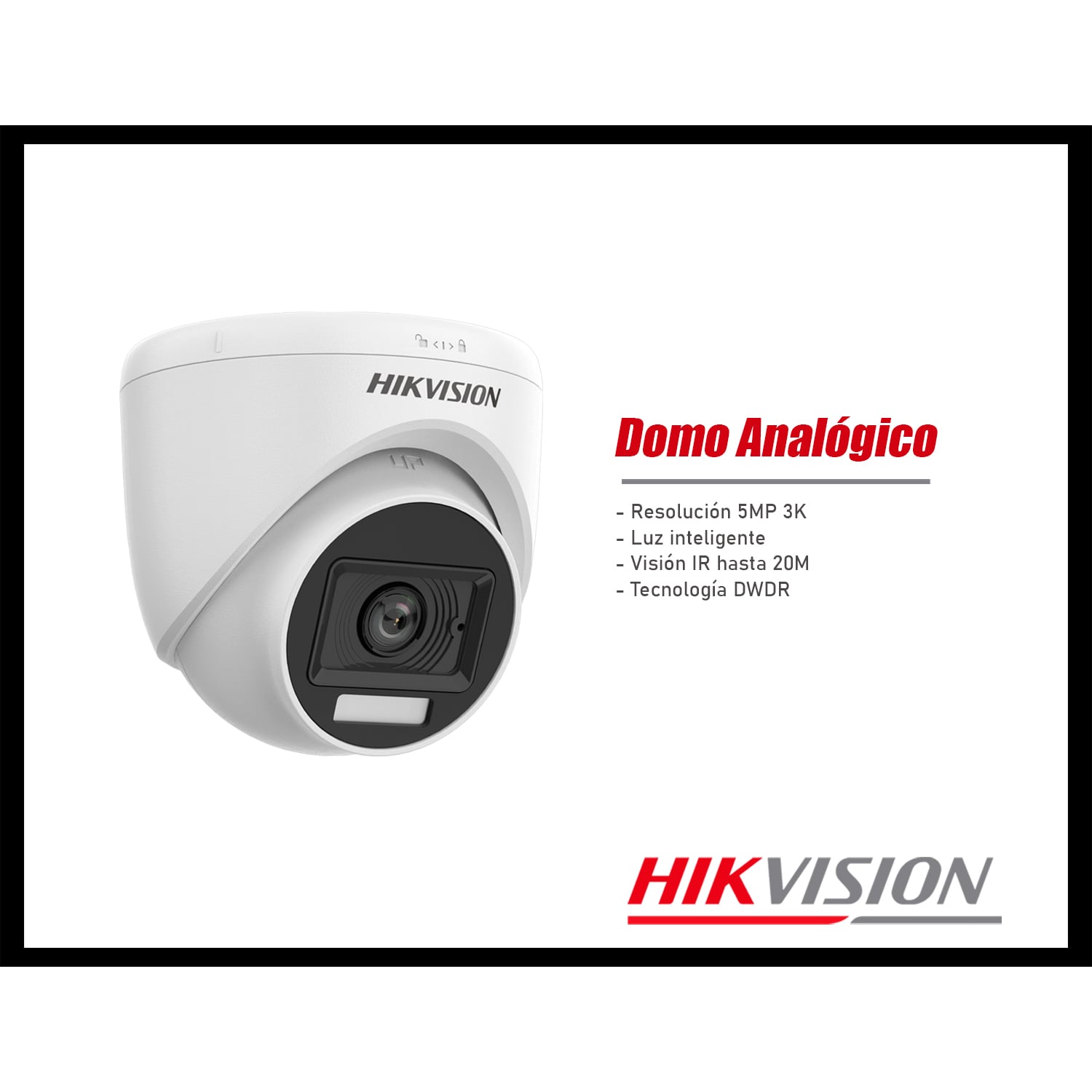 CÁMARA SEGURIDAD HIKVISION DS-2CE76K0T-LPFS 3K DOMO ANALÓGICA AUDIO LUZ INTELIGENTE IR 20M - 2