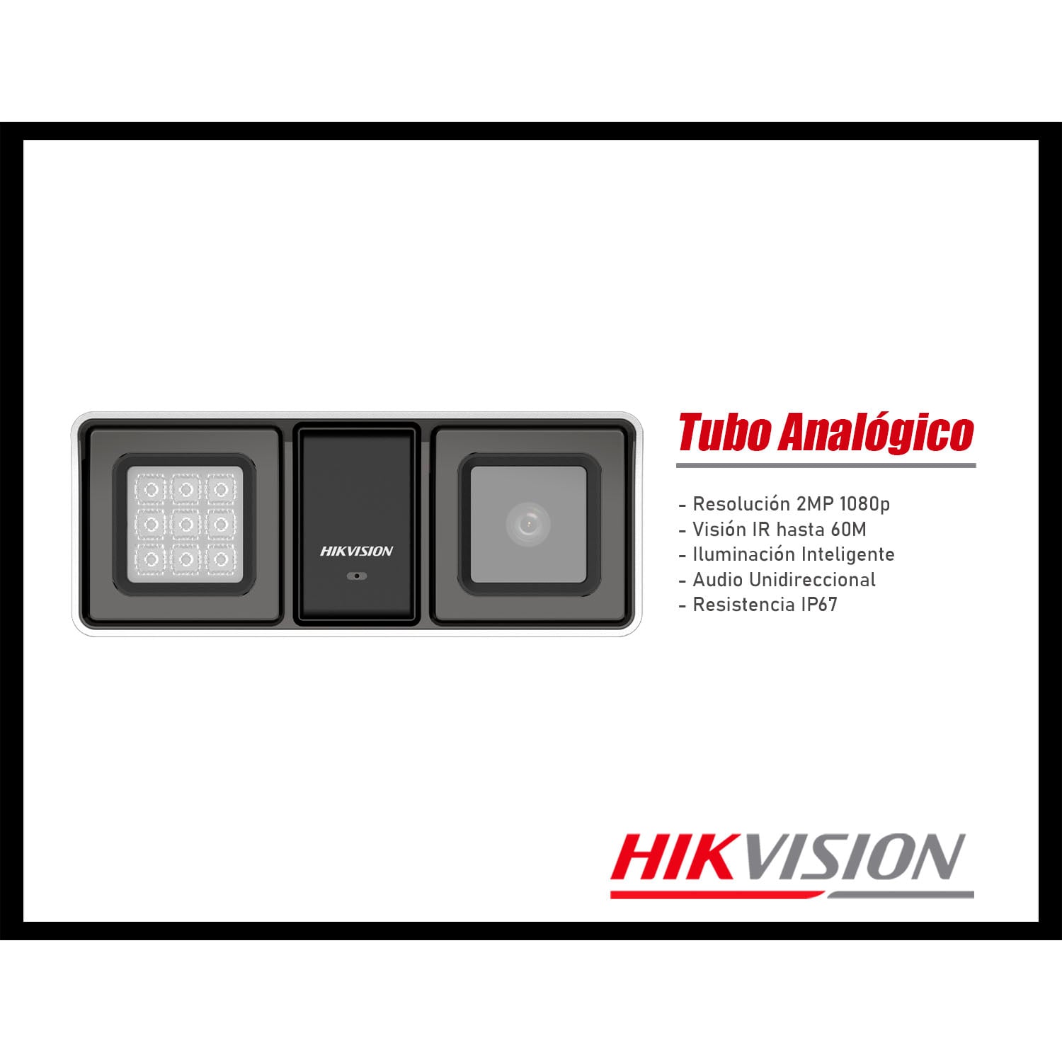 CÁMARA SEGURIDAD HIKVISION DS-2CE18D0T-LFS 2MP TUBO ANALÓGICA AUDIO INCORPORADO ILUMINACIÓN 60M - 2