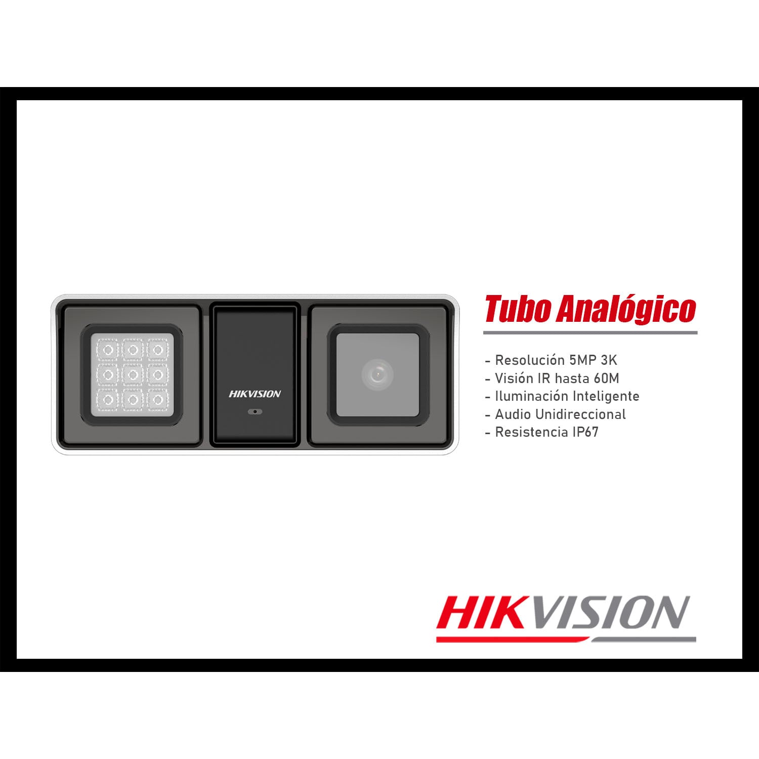 CÁMARA SEGURIDAD HIKVISION DS-2CE18K0T-LFS 3K TUBO ANALÓGICA AUDIO INCORPORADO ILUMINACIÓN 60M - 2