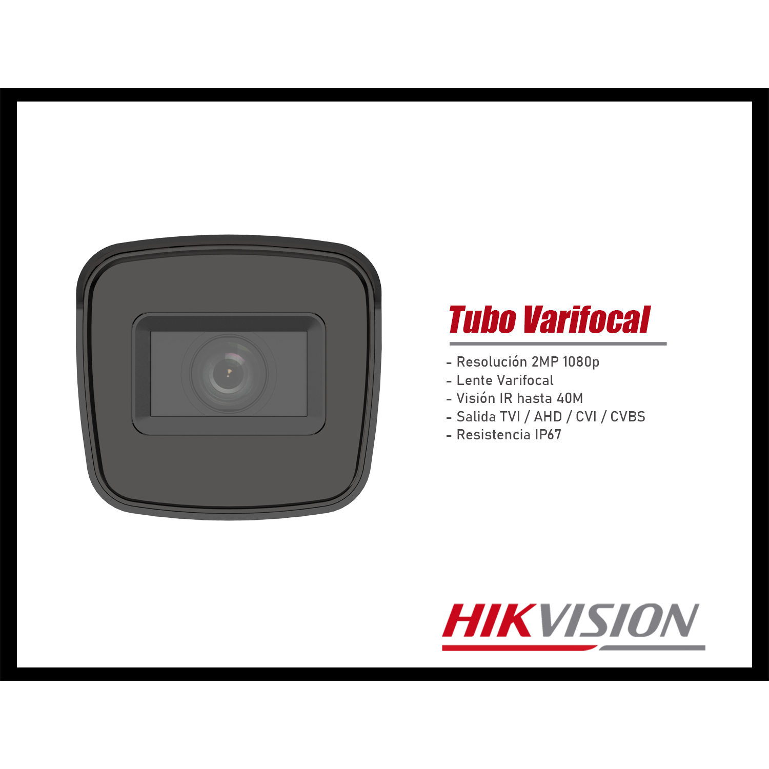 CÁMARA SEGURIDAD HIKVISION DS-2CE19D0T-VFIT3F 2MP TUBO VARIFOCAL ANALÓGICA IR 40M - 2