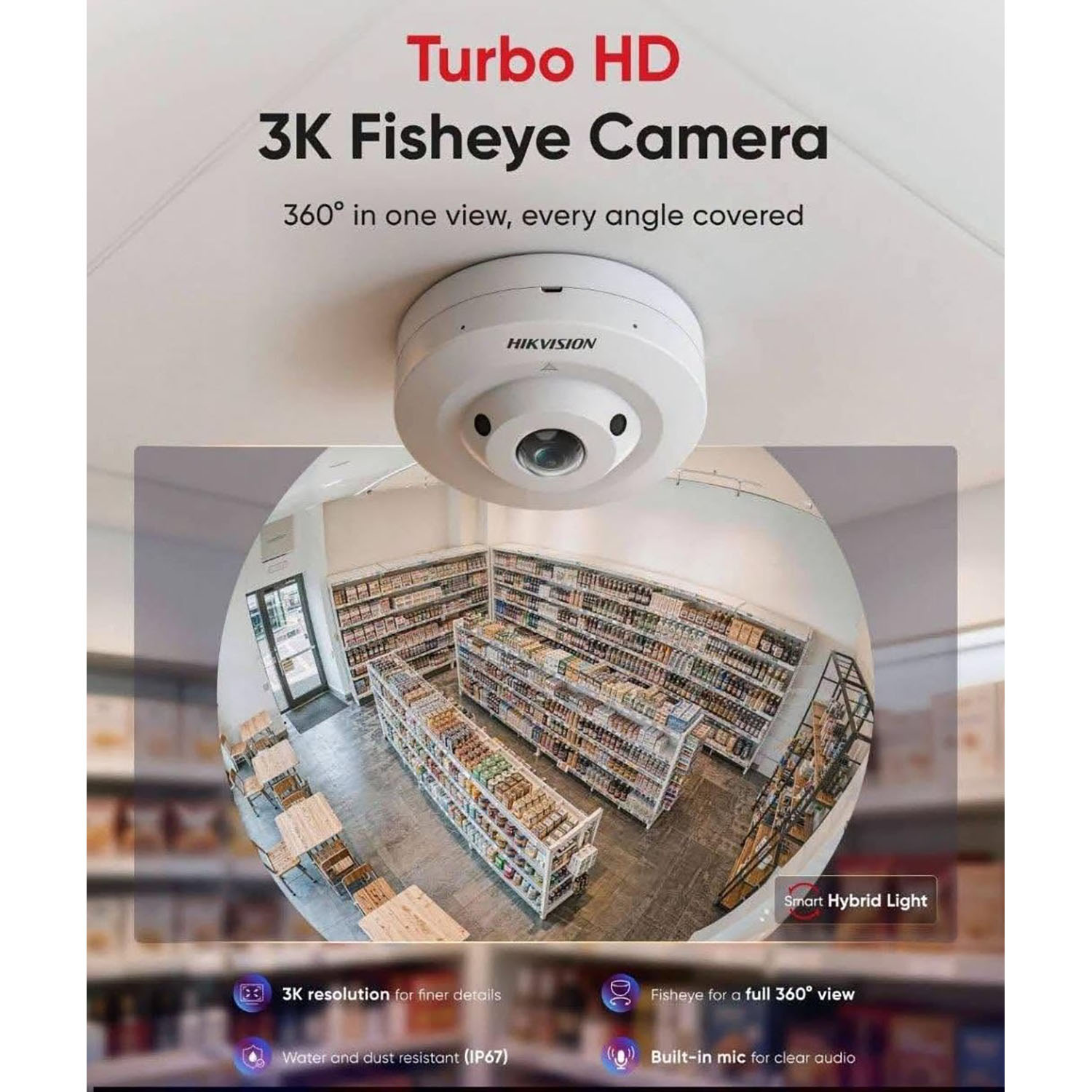 CÁMARA SEGURIDAD HIKVISION DS-2CE52K0T-LPS 5MP OJO DE PEZ VISIÓN 180 AUDIO INCORPORADO - 4
