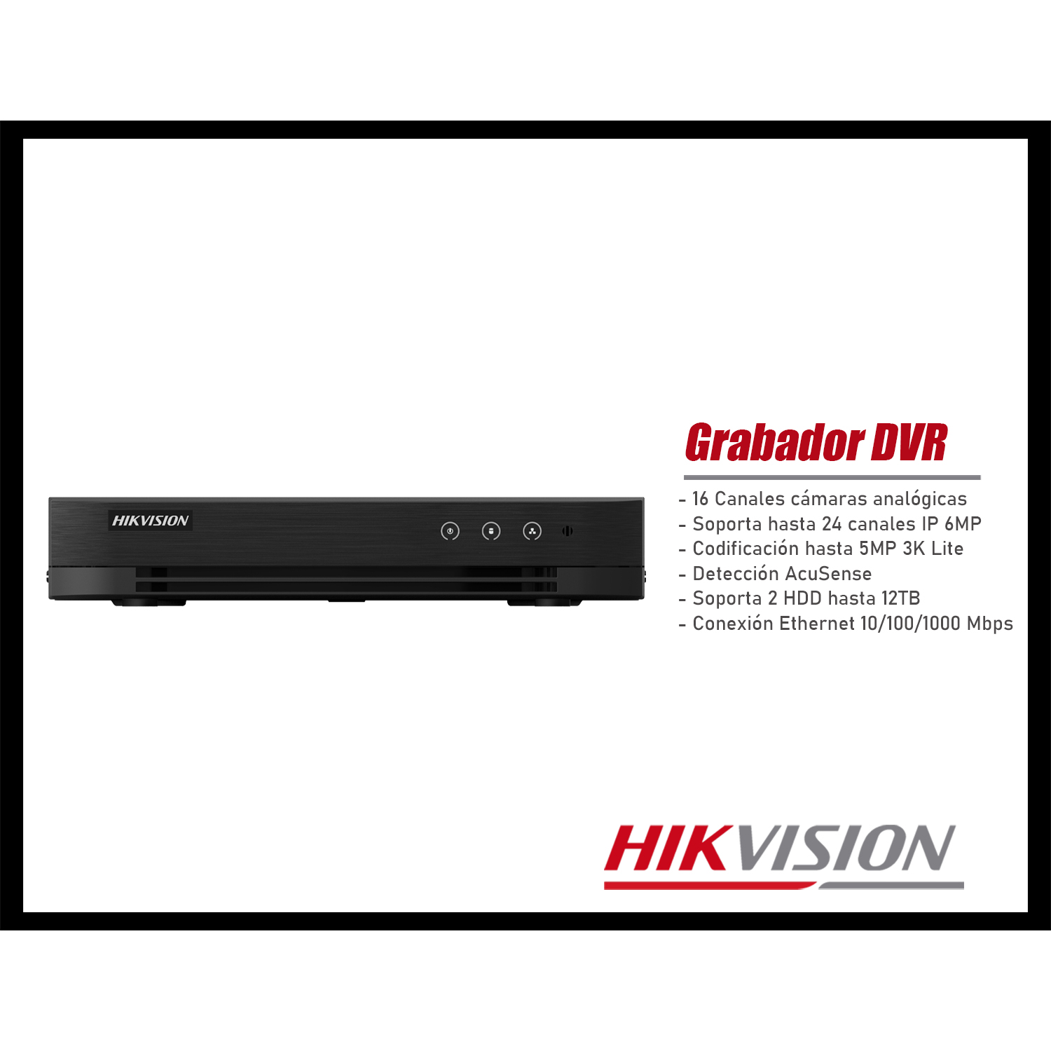GRABADOR DVR HIKVISION IDS-7216HQHI-M2/XT 16 CANALES HASTA 3K ACUSENSE 2HDD - 2