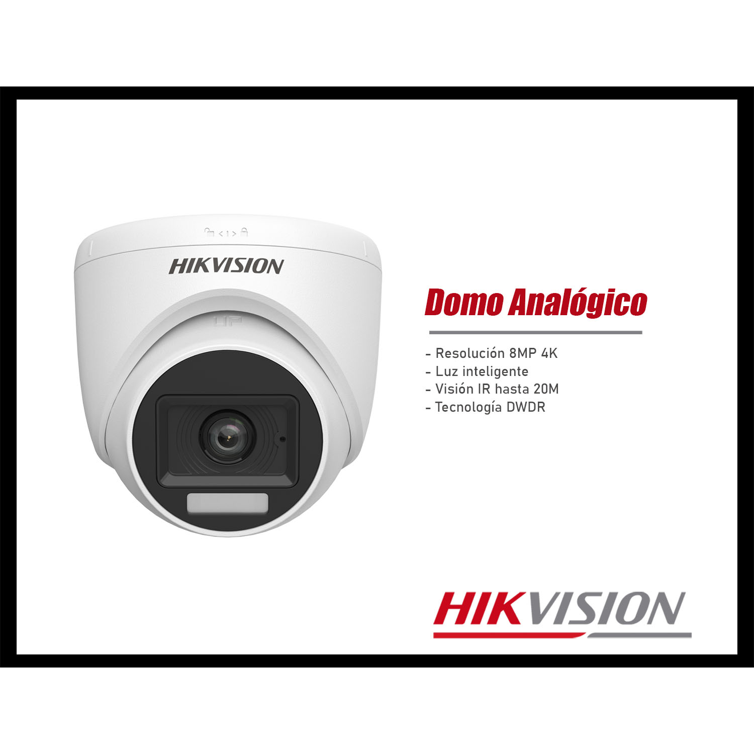 CÁMARA SEGURIDAD HIKVISION DS-2CE76U0T-LPF 4K DOMO ANALÓGICA LUZ INTELIGENTE - 2
