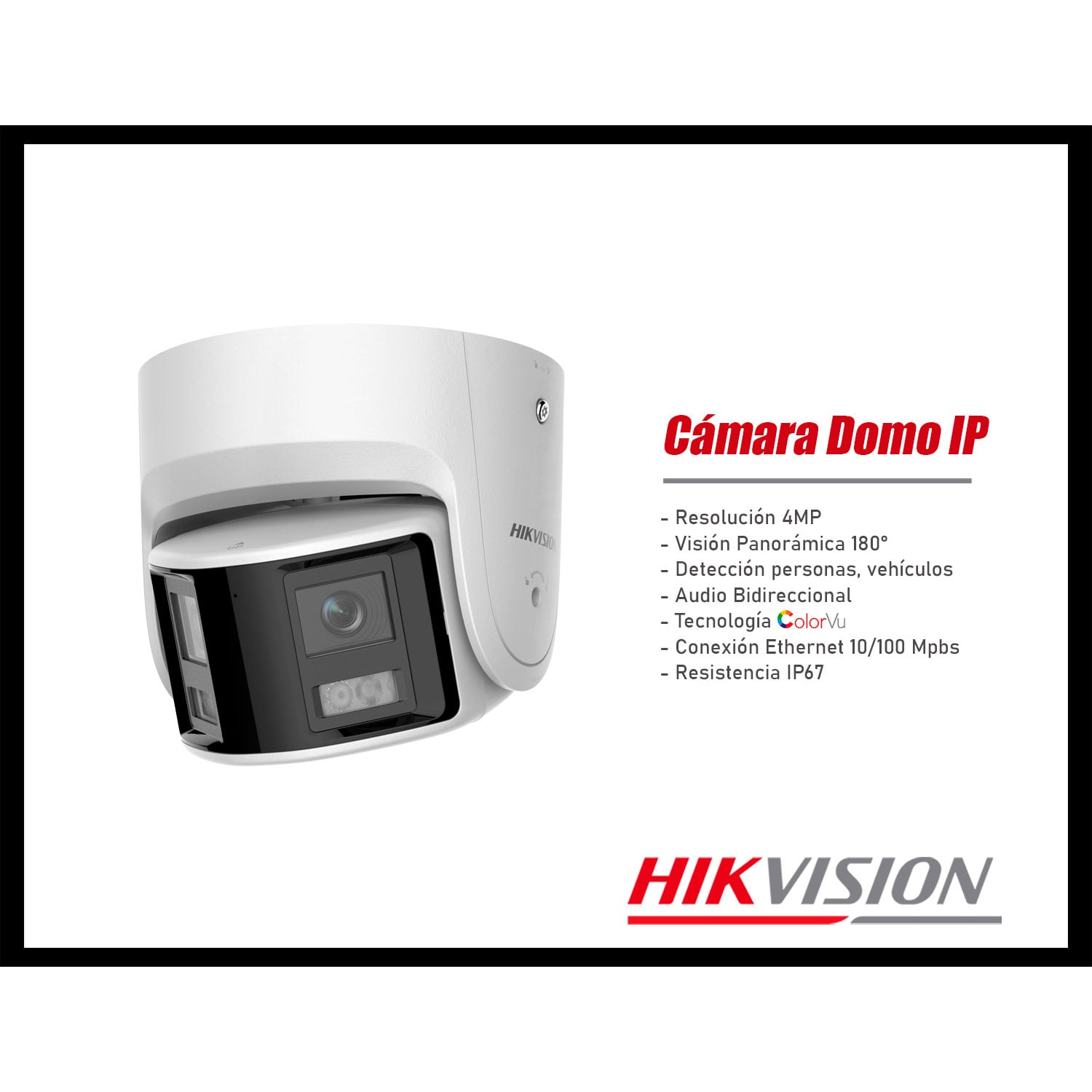 CÁMARA SEGURIDAD IP HIKVISION DS-2CD2347G2P-LSU/SL 4MP DOMO COLORVU VISIÓN 180 LUZ ALARMA - 2