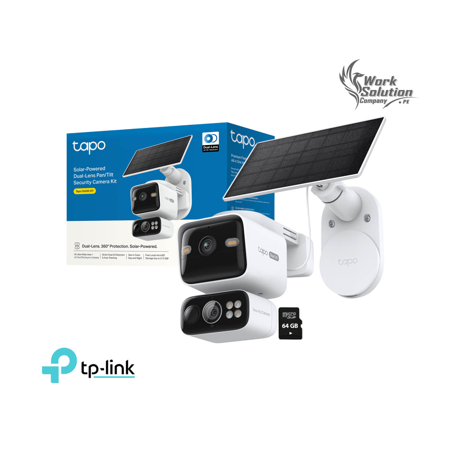 CÁMARA SEGURIDAD TAPO C645D KIT 2K 3MP + SD 64GB WIFI DOBLE LENTE DETECCIÓN IA BATERÍA PANEL SOLAR - 1