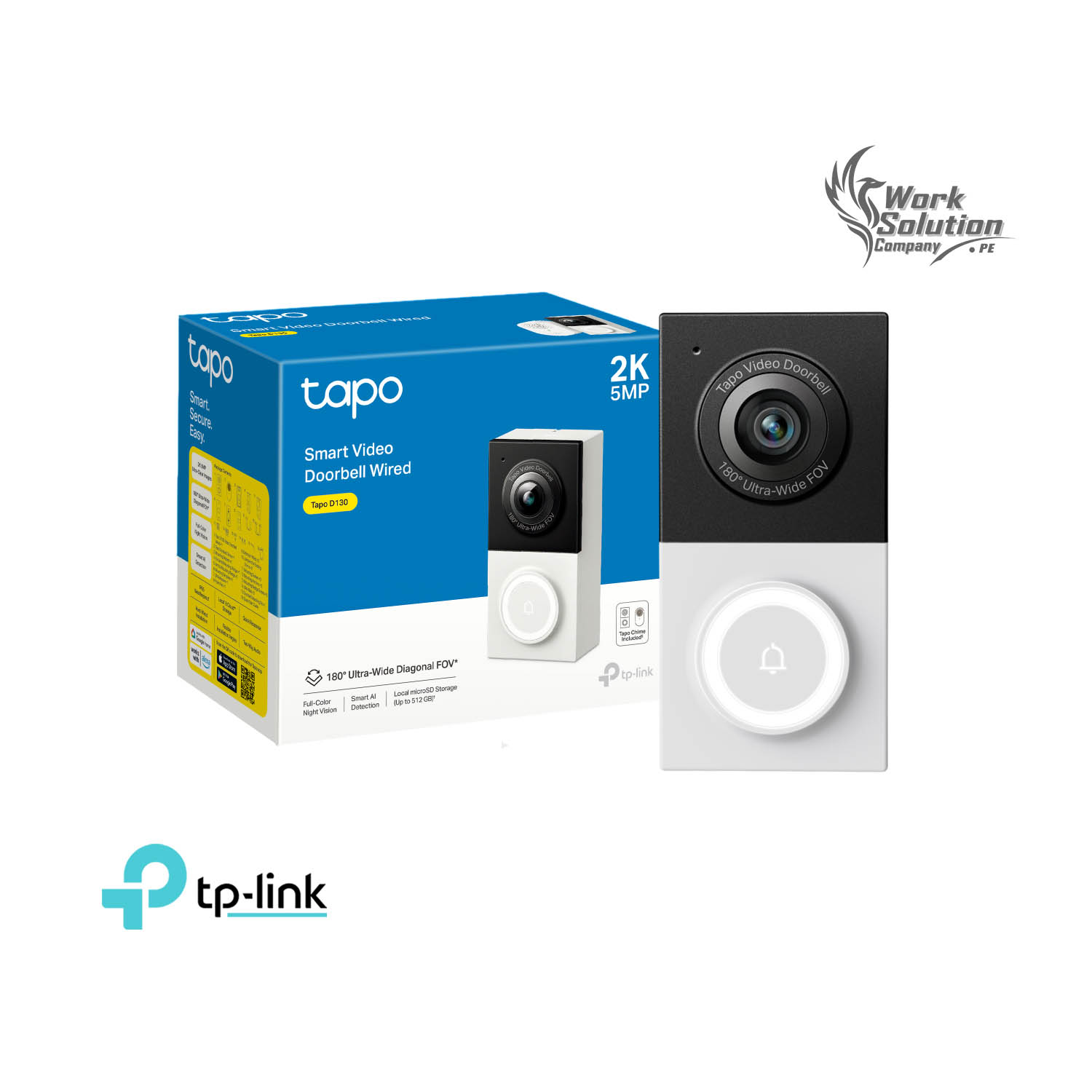 TIMBRE INTELIGENTE TAPO D130 2K CAPACIDAD 512GB CÁMARA VISIÓN 180 RESPUESTA RÁPIDA DETECCIÓN PAQUETE - 1