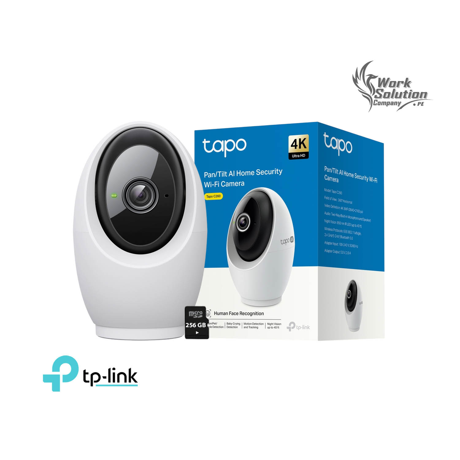 CÁMARA SEGURIDAD TAPO C260 4K 8MP + SD 256GB WIFI 360 AUDIO BIDIRECCIONAL RECONOCIMIENTO FACIAL - 1