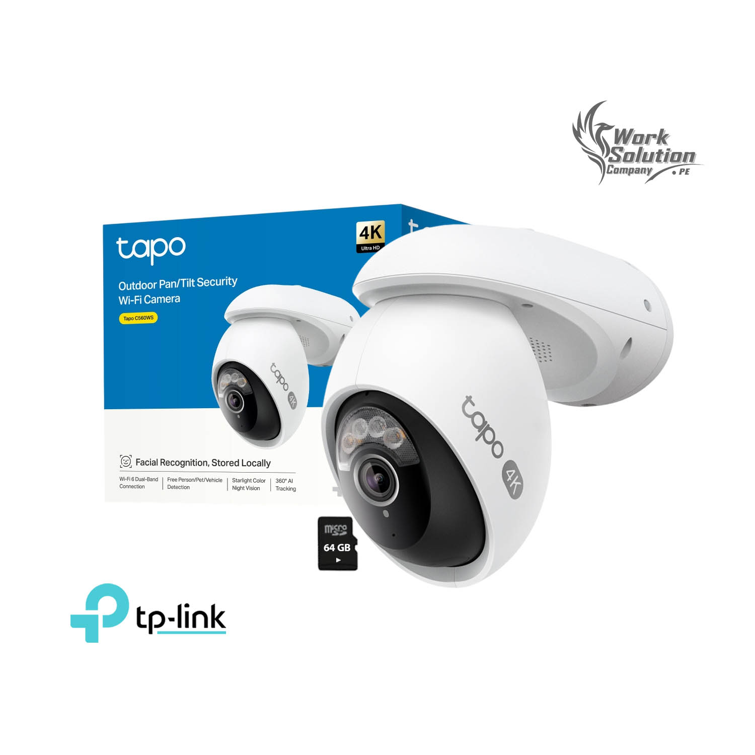 CÁMARA SEGURIDAD TAPO C560WS 4K 8MP + SD 64GB IP AUDIO RECONOCIMIENTO FACIAL EXTERIOR - 1