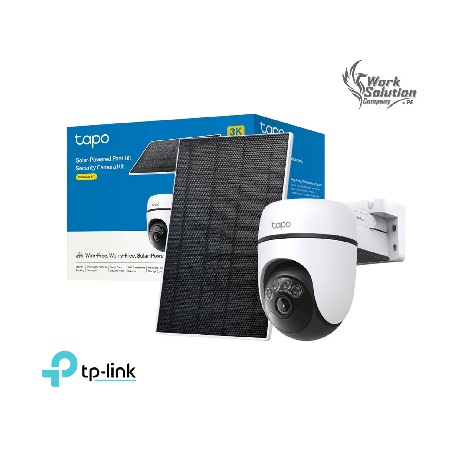 CÁMARA SEGURIDAD TAPO C630 KIT 3K 5MP CAPACIDAD 512GB WIFI DETECTA MASCOTAS BATERÍA PANEL SOLAR - 1