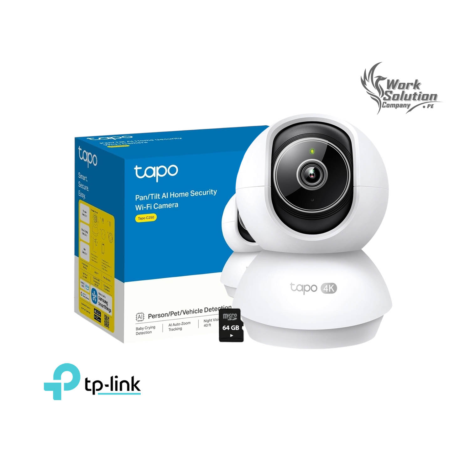 CÁMARA SEGURIDAD TAPO C250 4K 8MP + SD 64GB WIFI VISIÓN 360 DETECCIÓN IA AUDIO BIDIRECCIONAL - 1