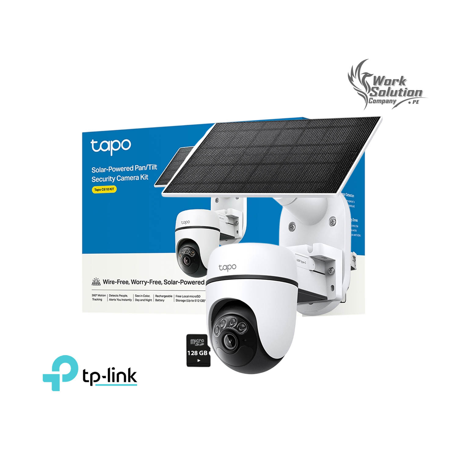 CÁMARA SEGURIDAD TAPO C610 KIT 2K 3MP + SD 128GB WIFI SEGUIMIENTO IA BATERÍA PANEL SOLAR - 1