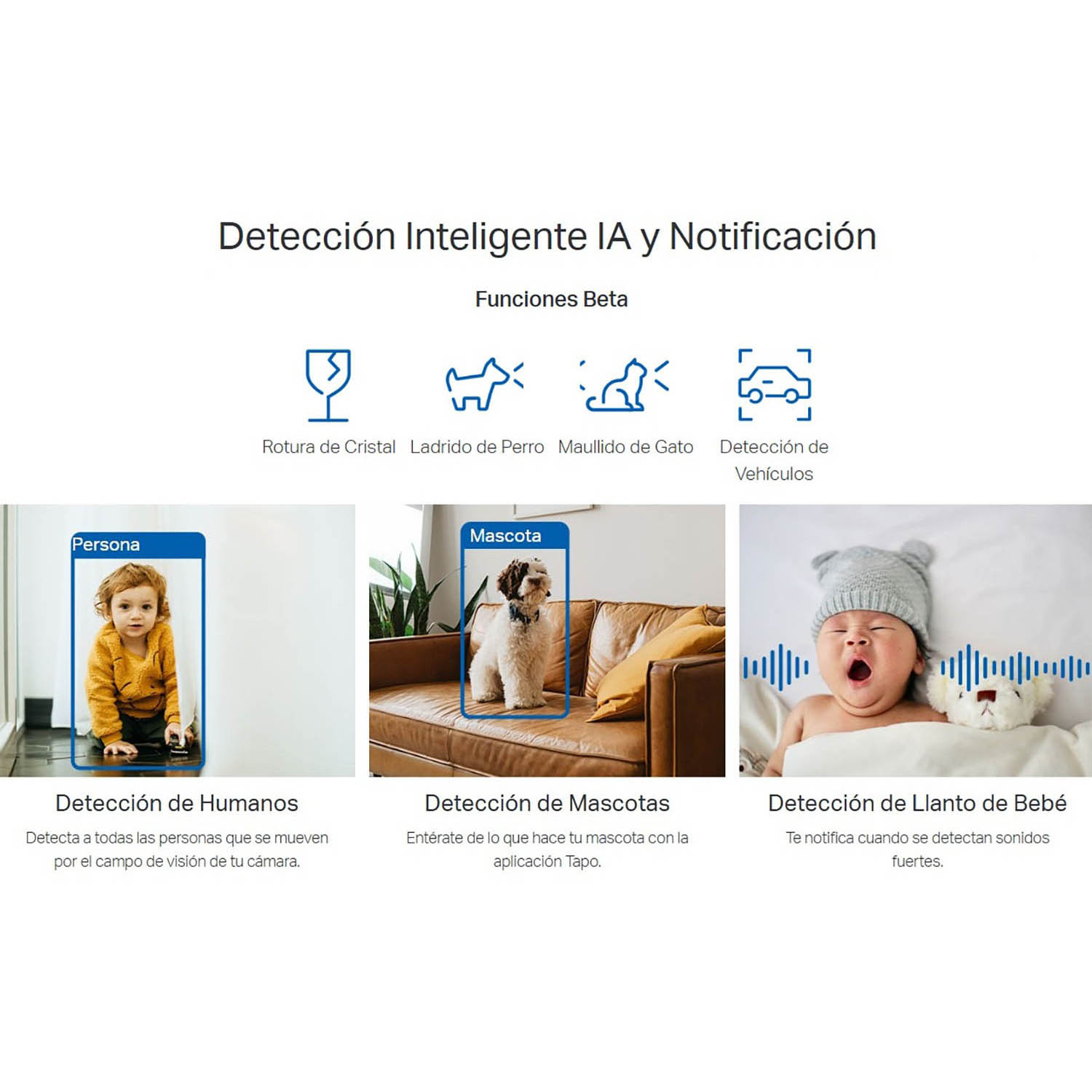 CÁMARA SEGURIDAD TAPO TC72 2K 4MP + SD 256GB WIFI 360 AUDIO BIDIRECCIONAL DETECCIÓN IA LLANTO BEBÉ - 4
