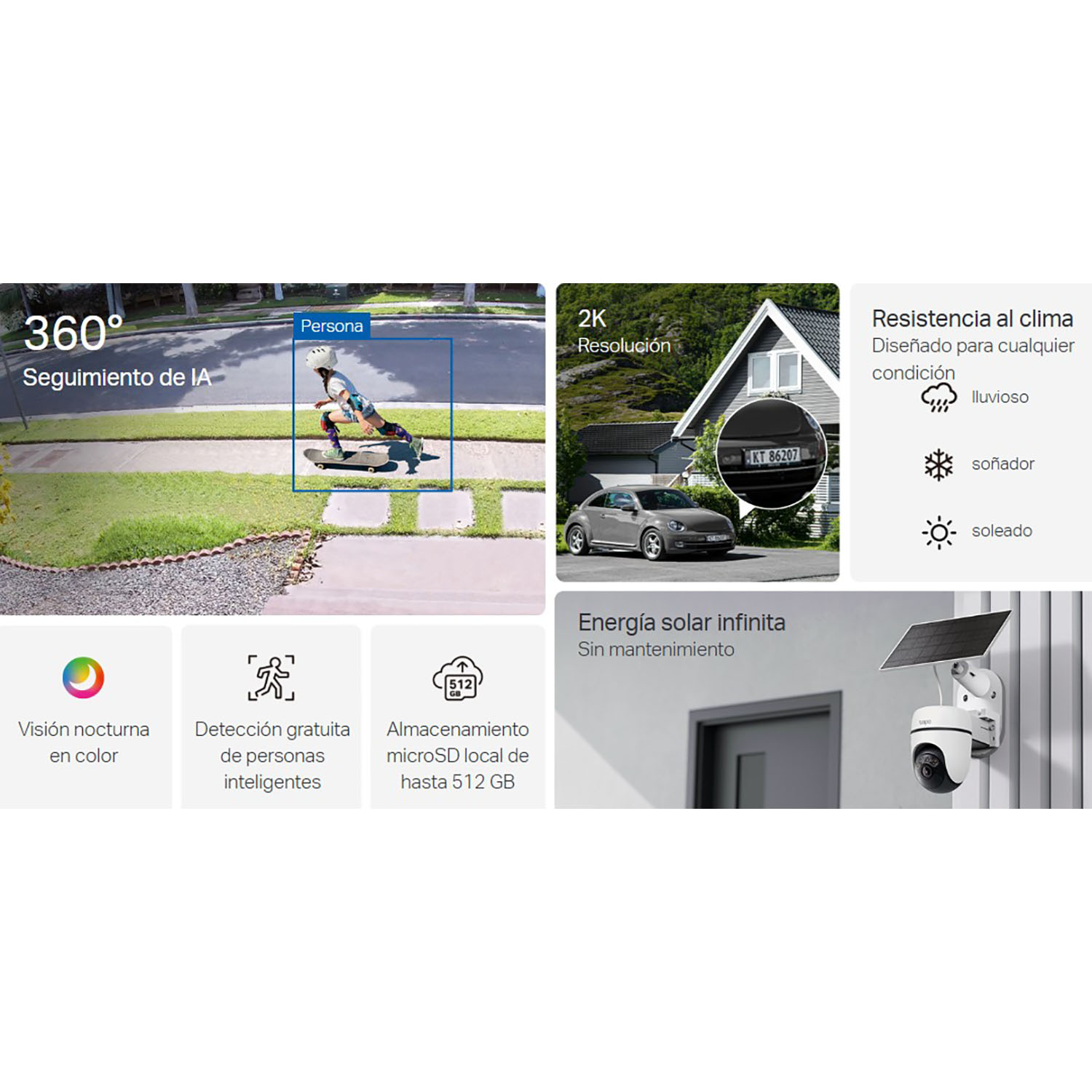 CÁMARA SEGURIDAD TAPO C610 KIT 2K 3MP + SD 256GB WIFI SEGUIMIENTO IA BATERÍA PANEL SOLAR - 3
