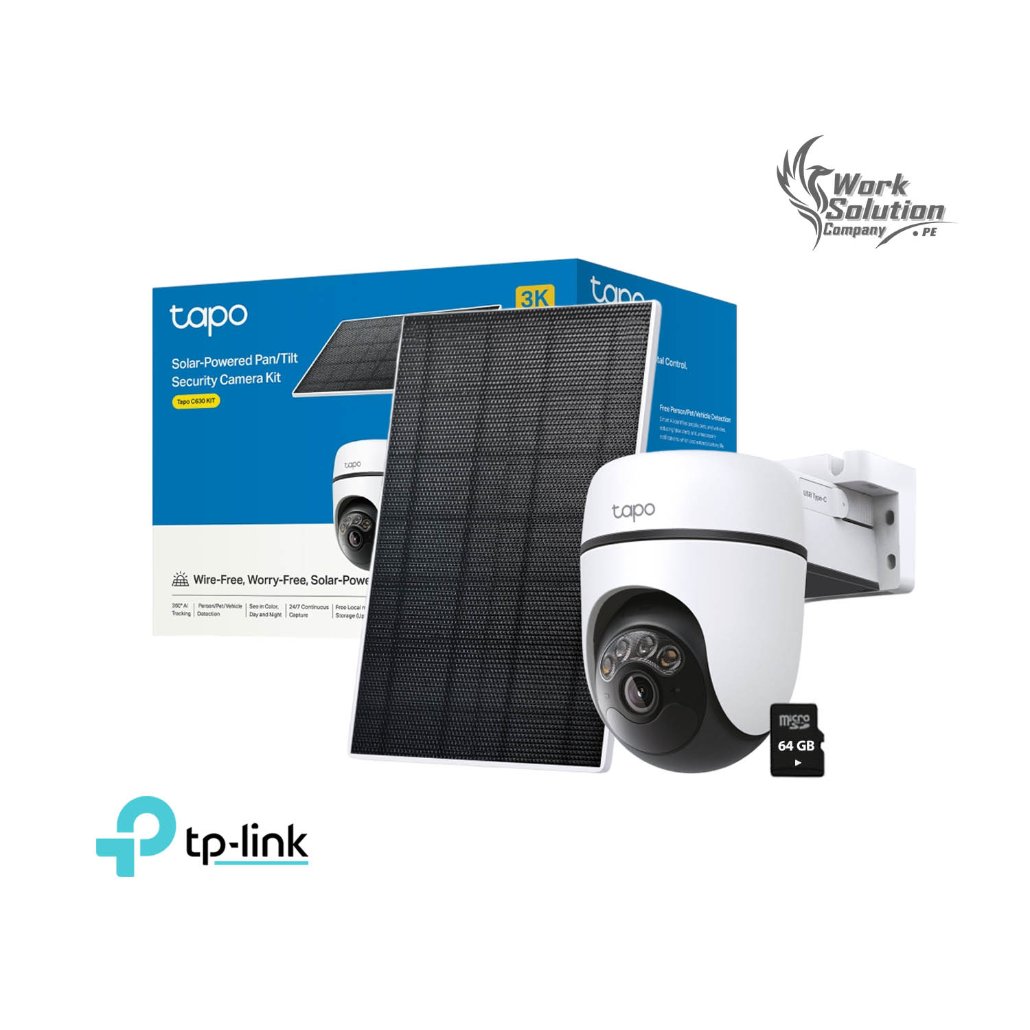 CÁMARA SEGURIDAD TAPO C630 KIT 3K 5MP + SD 64GB WIFI DETECTA MASCOTAS BATERÍA PANEL SOLAR - 1