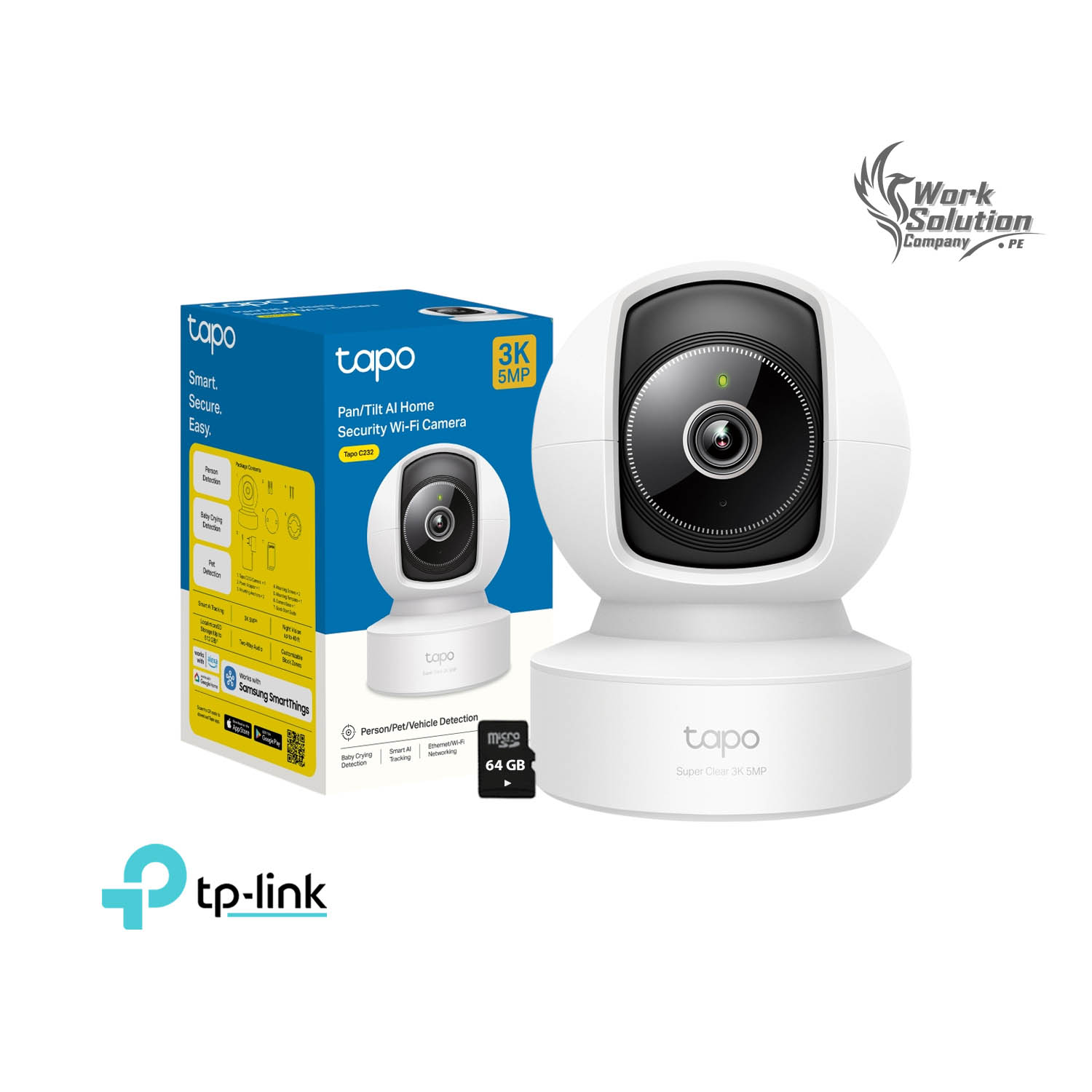 CÁMARA SEGURIDAD TAPO C232 3K 5MP + SD 64GB IP PANORÁMICA DETECCIÓN IA AUDIO BIDIRECCIONAL - 1