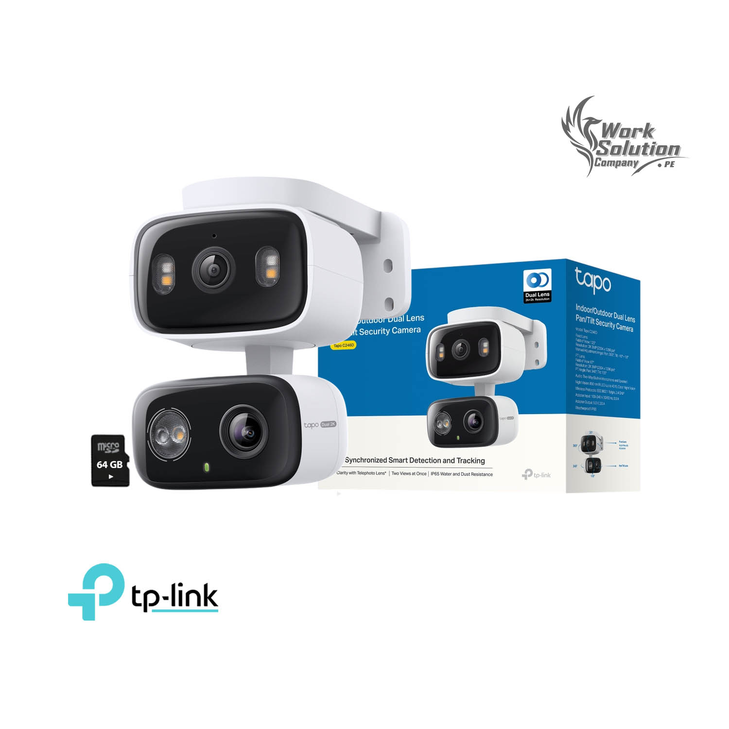 CÁMARA SEGURIDAD TAPO C246D 2K 3MP + SD 64GB WIFI DOBLE LENTE DETECCIÓN IA AUDIO SIRENA EXTERIOR - 1