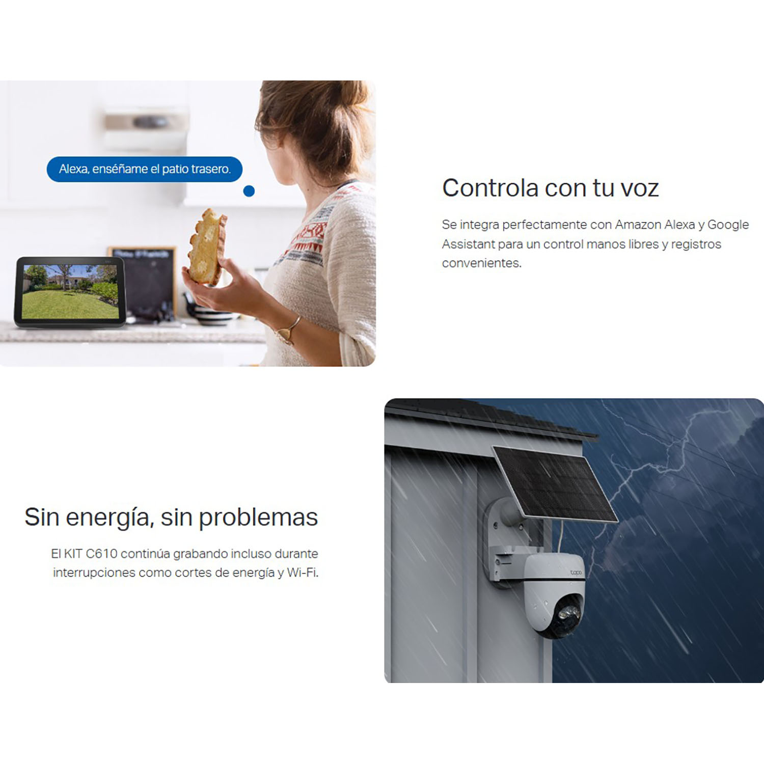 CÁMARA SEGURIDAD TAPO C610 KIT 2K 3MP CAPACIDAD 512GB WIFI SEGUIMIENTO IA BATERÍA PANEL SOLAR - 5