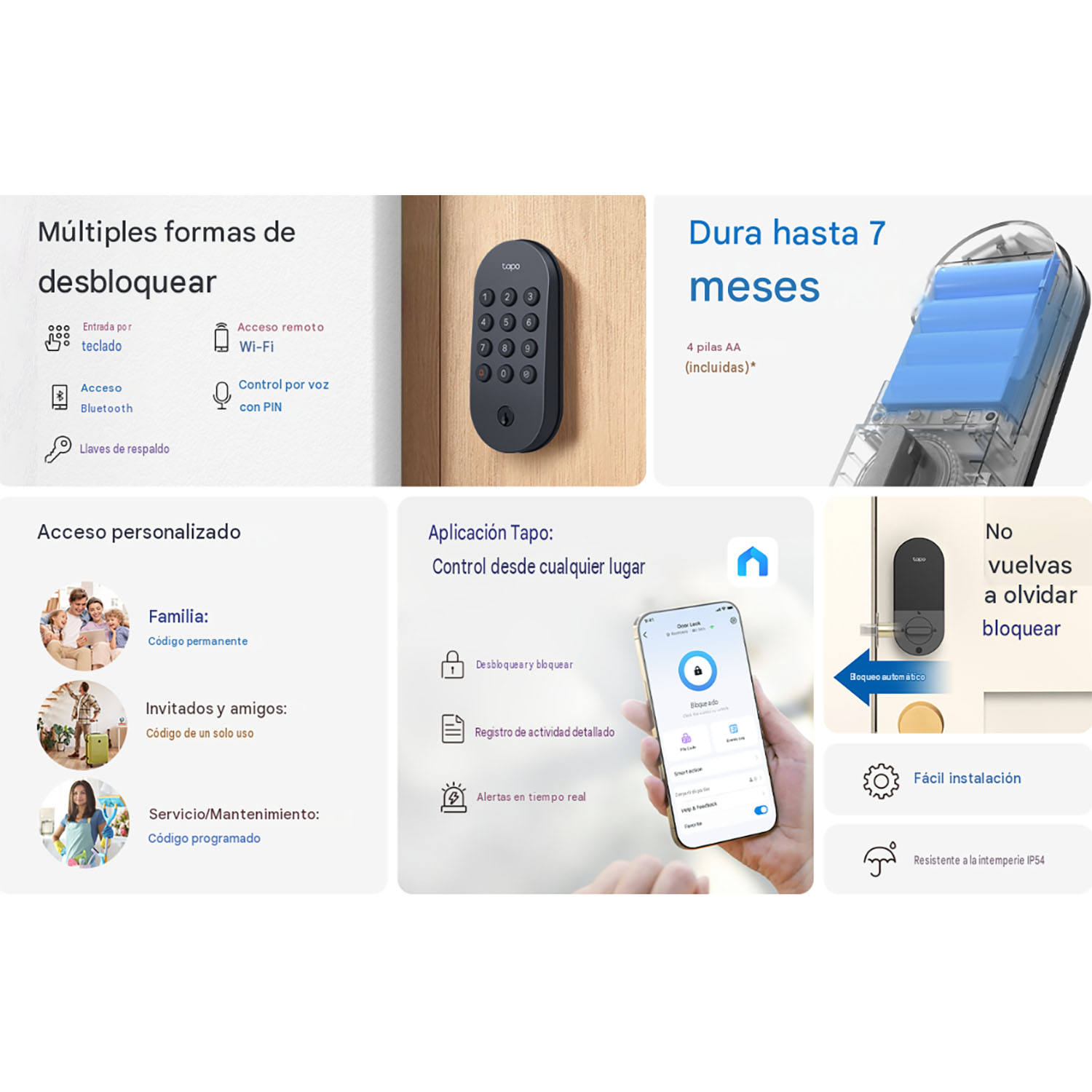 CERRADURA INTELIGENTE TAPO DL100 6 APERTURAS BLOQUEO AUTOMÁTICO - 2