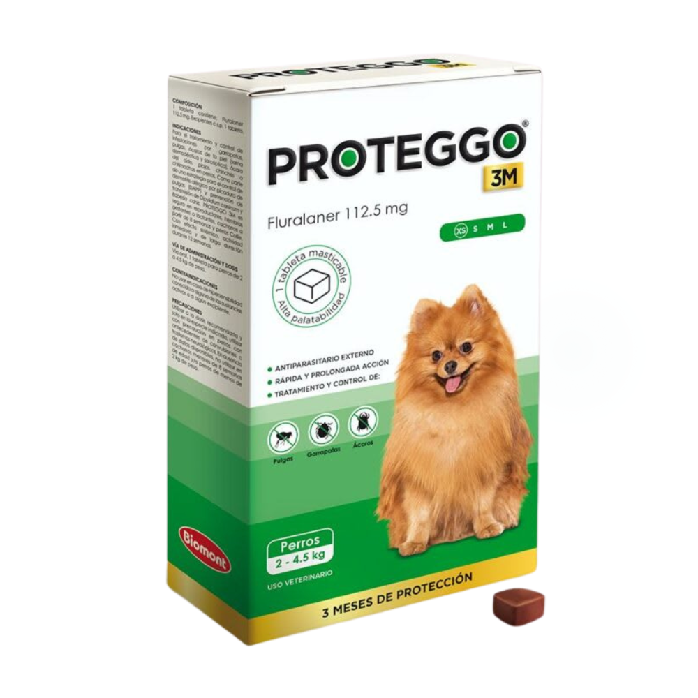 ANTIPULGAS PROTEGGO 2-4.5 KG X1 PASTILLA - 1