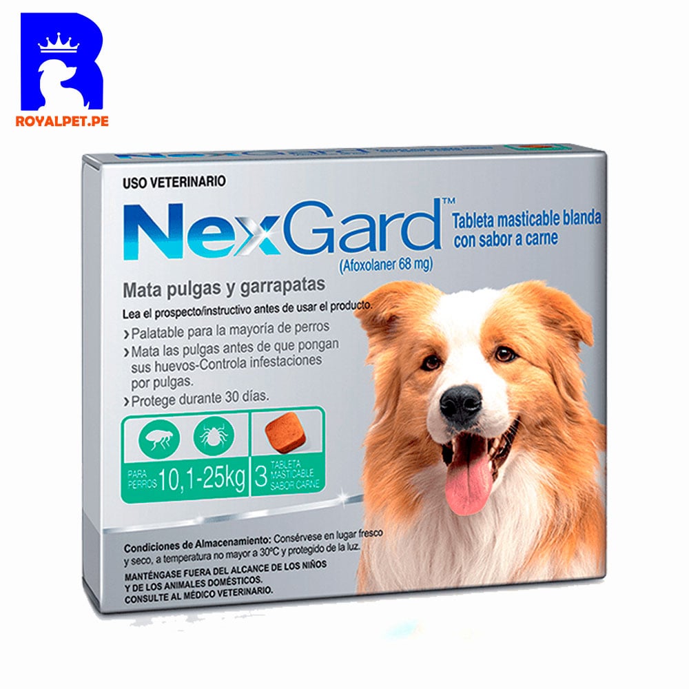 ANTIPULGAS ANTIGARRAPATAS NEXGARD 10-25 KG X3 TABLETAS - 1