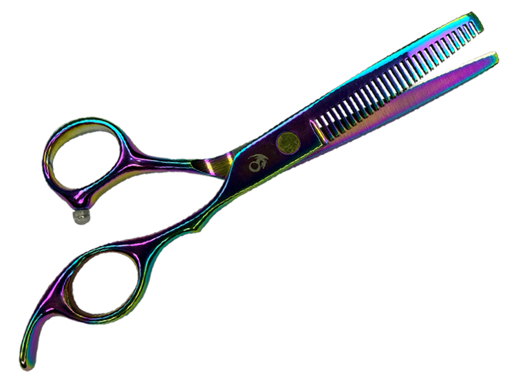KIT TIJERAS CORTE PROFESIONAL CABELLO BARBERIA PULIDORA Y ENTRESACADORA - ARCOIRIS - 3