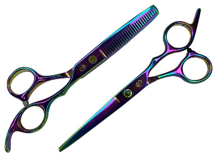 KIT TIJERAS CORTE PROFESIONAL CABELLO BARBERIA PULIDORA Y ENTRESACADORA - ARCOIRIS - 4