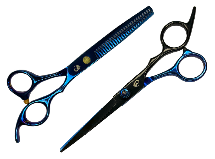 KIT TIJERAS CORTE PROFESIONAL CABELLO BARBERIA PULIDORA Y ENTRESACADORA - 4