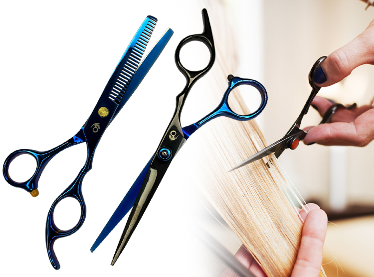 KIT TIJERAS CORTE PROFESIONAL CABELLO BARBERIA PULIDORA Y ENTRESACADORA - 5