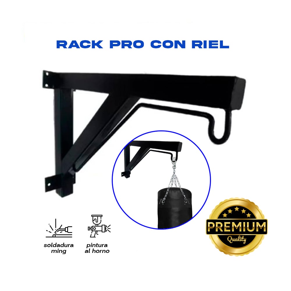 RACK CON RIEL PARA COLGAR SACO DE BOX, TRX, SISTEMA DE POLEA - 1