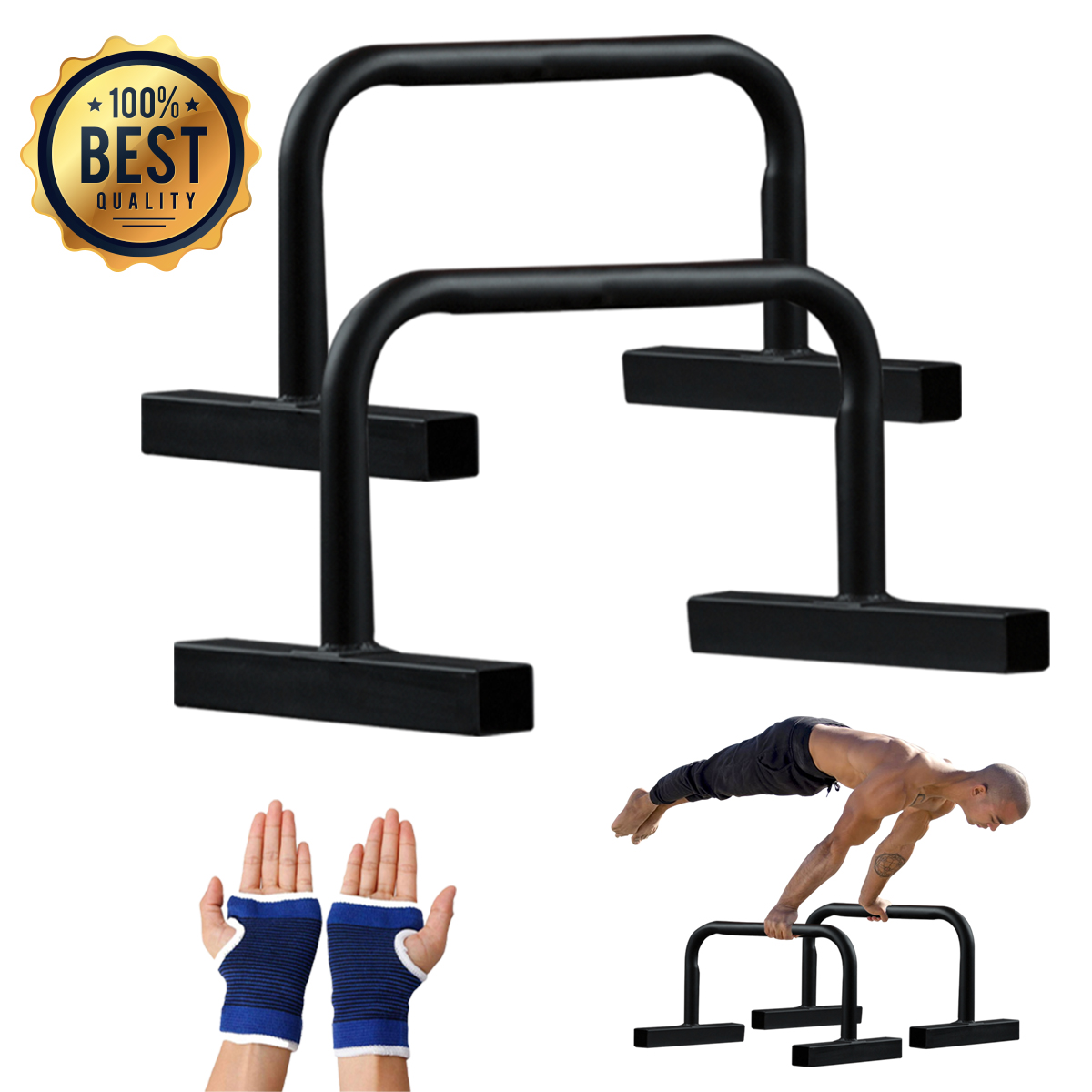 BARRA PARALELA MEDIANA FONDOS ABDOMINALES + GUANTES GRATIS - 1