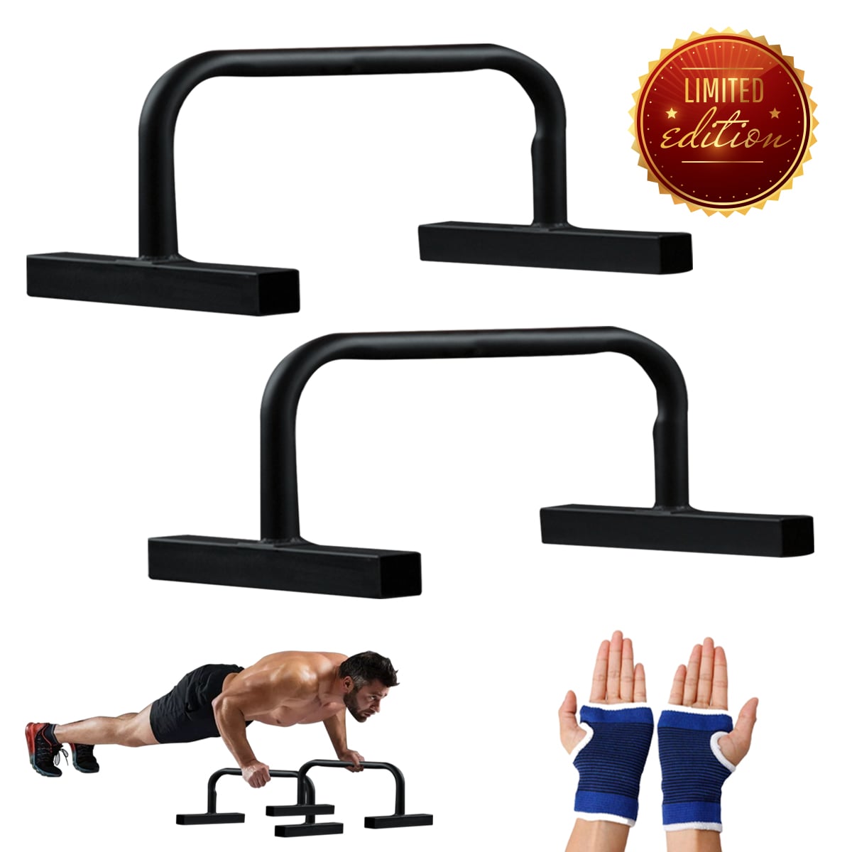 MINIPARALELAS BARRA FLEXIONES PUSH UP + GUANTES GRATIS - 1