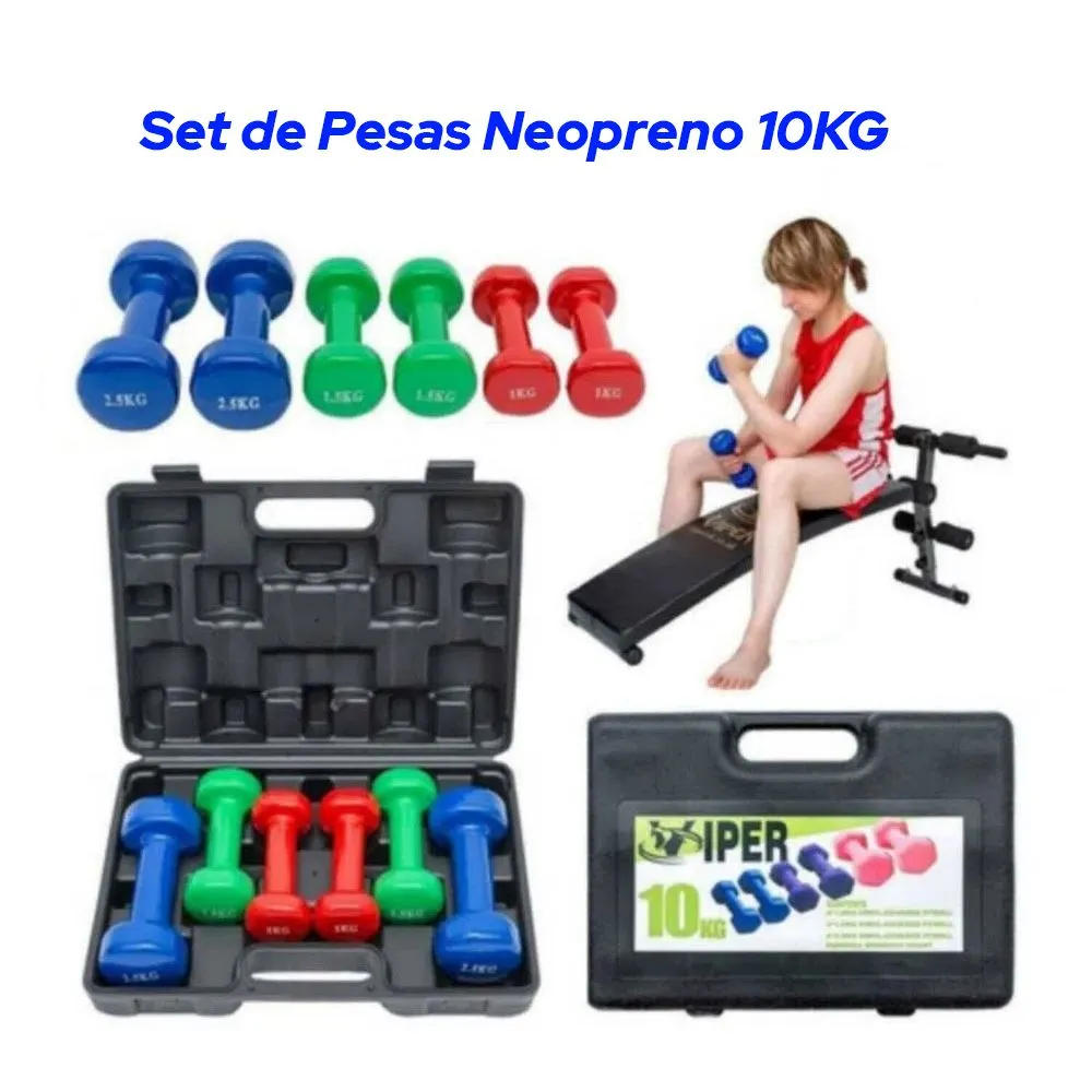 SET DE PESAS 10KG MANCUERNAS CON MALETIN - 1