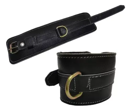 TOBILLERAS DE CUERO PARA POLEAS GYM PESAS Y FITNESS - 3