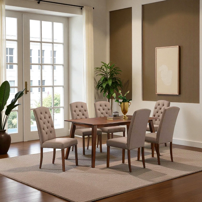 COMEDOR FORMAS RECTANGULAR 6 SILLAS CANELA HOME JUANA - 1