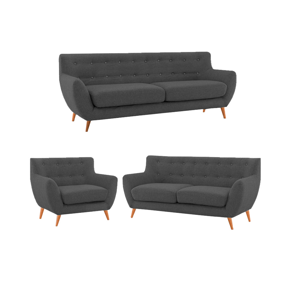 FORMASHOME JUEGO DE SALA ELIT02 3 2 1 GRIS OSCURO - 1