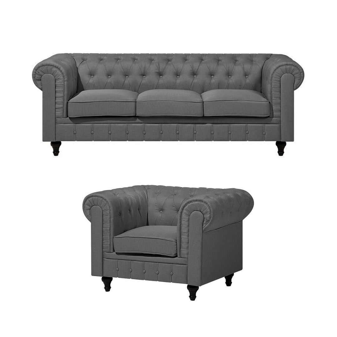 JUEGO SALA FORMASHOME CHESTERFIEL 3-1 CUERPOS GRIS - 2