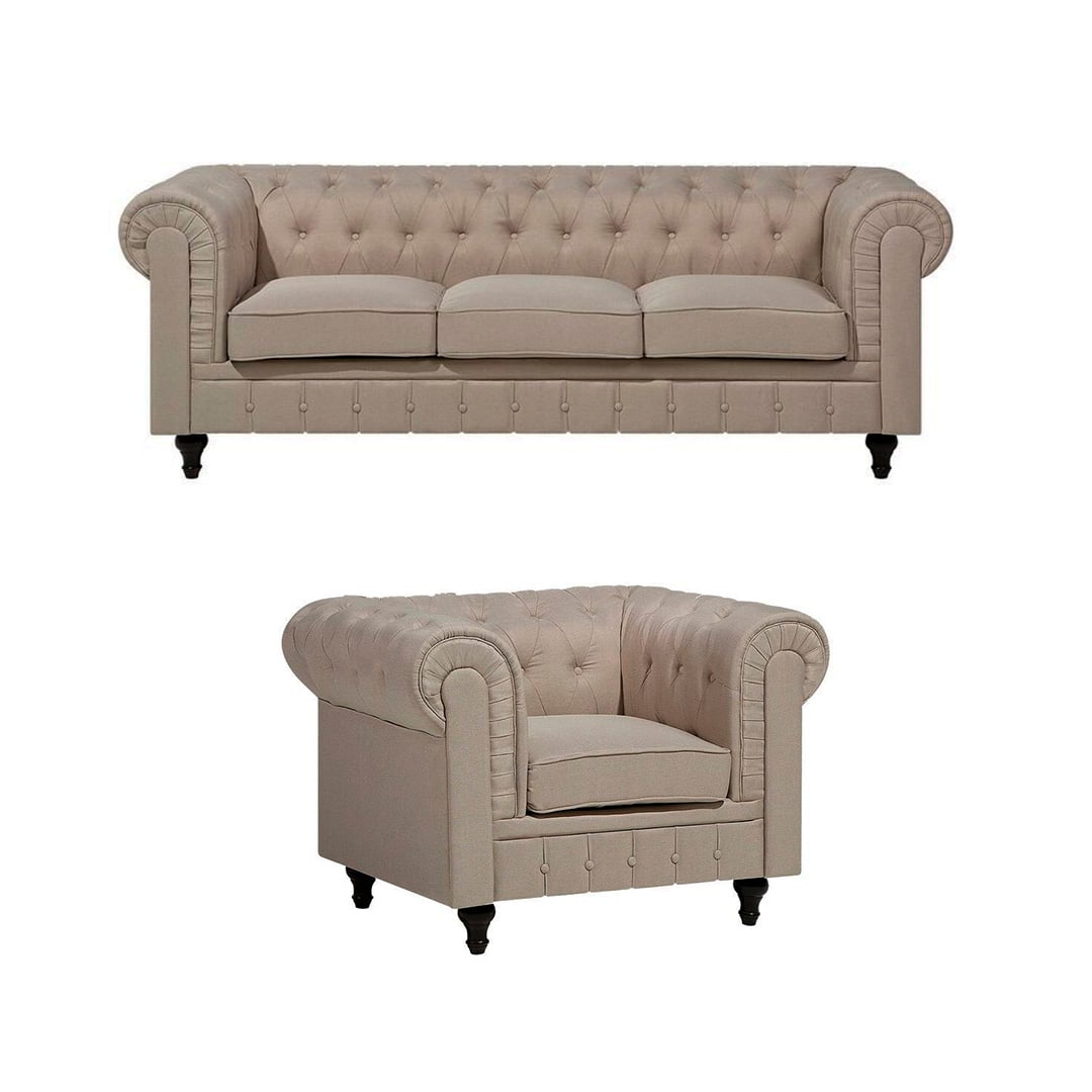 JUEGO SALA FORMASHOME CHESTERFIEL 3-1 CUERPOS BEIGE - 2