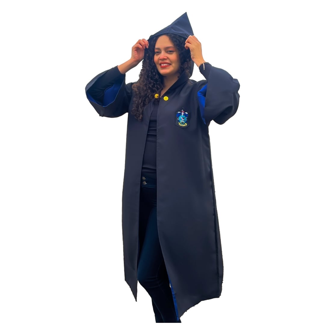 DISFRAZ HOMBRE AZUL HARRY POTTER TÚNICA CAPA UNIFORME RAVENCLAW HALLOWEEN - 1