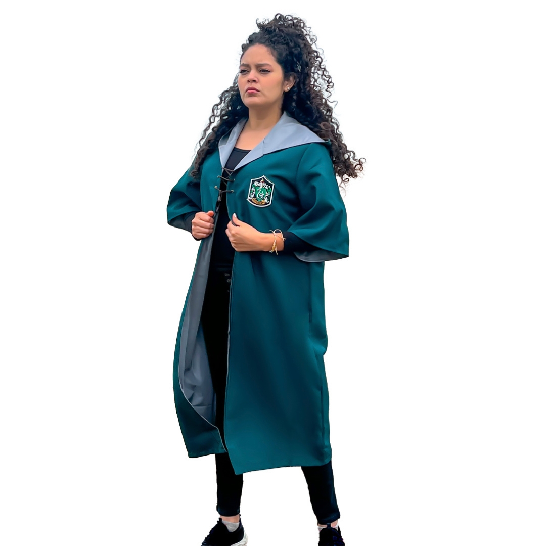 DISFRAZ HOMBRE VERDE HARRY POTTER TÚNICA CAPA QUIDDITCH SLYTHERIN HALLOWEEN - 2