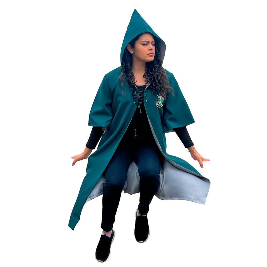 DISFRAZ HOMBRE VERDE HARRY POTTER TÚNICA CAPA QUIDDITCH SLYTHERIN HALLOWEEN - 4