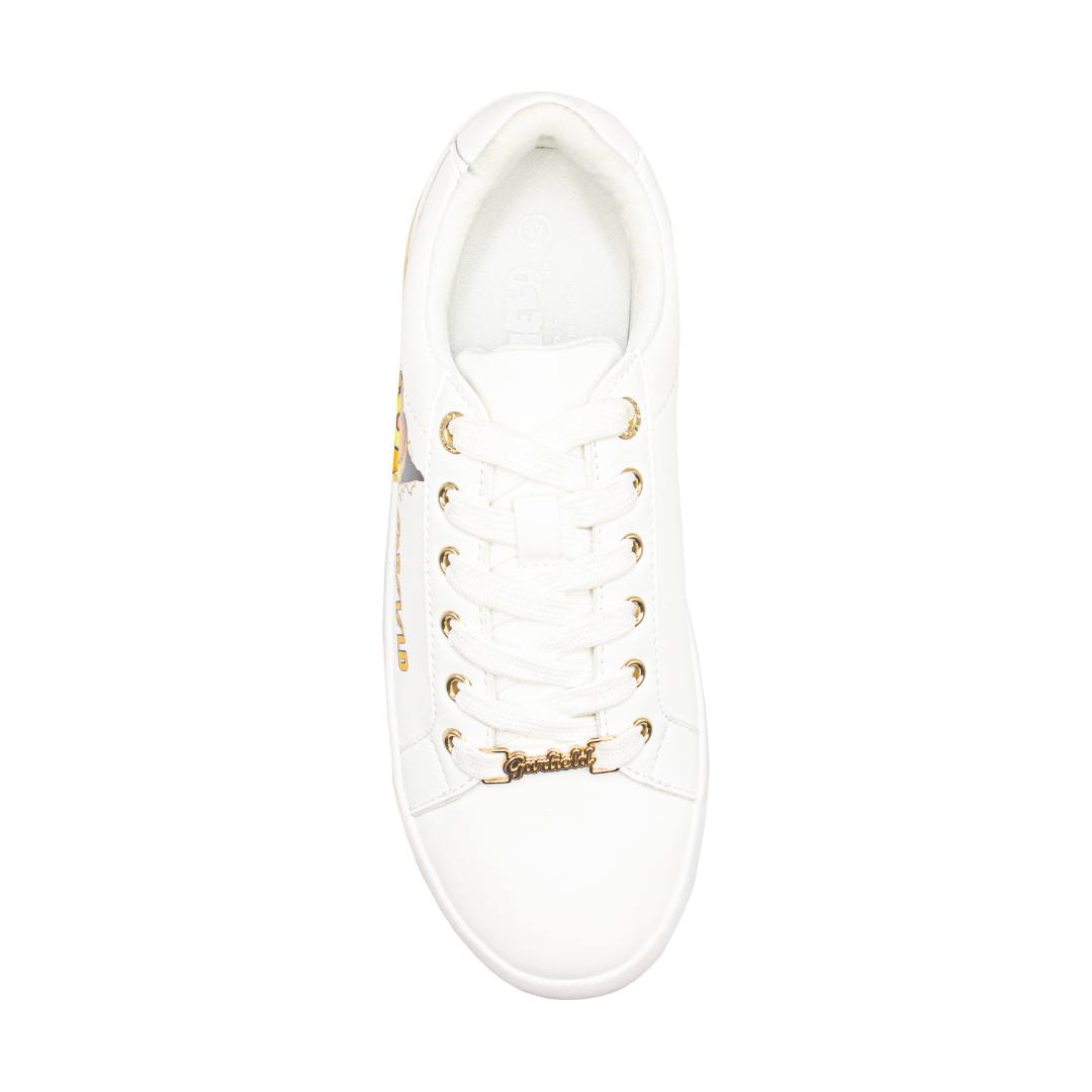 ZAPATILLAS GARFIELD BLANCAS CON DORADO MUJER CUERO - 2