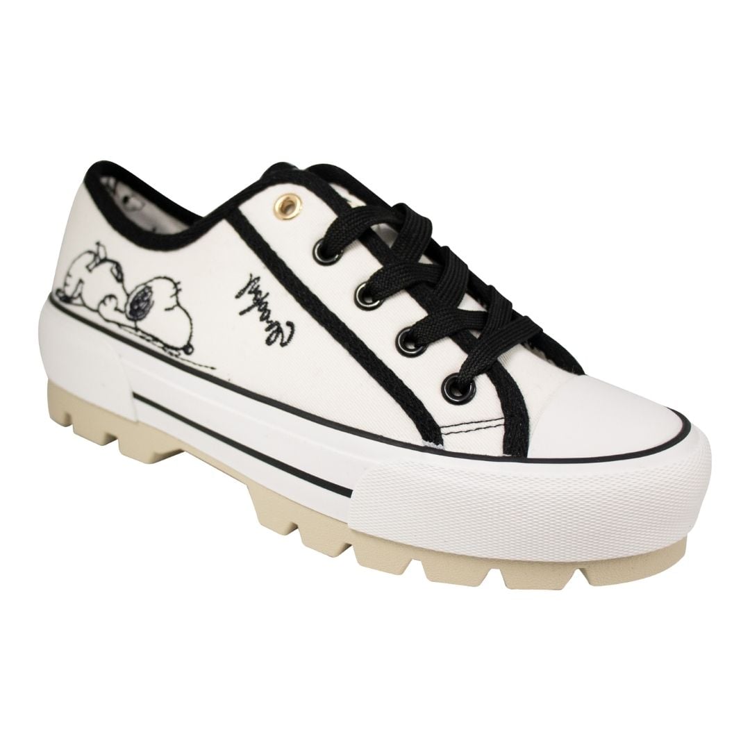 ZAPATILLAS MUJER SNOOPY CASUAL BLANCO Y NEGRO - 1